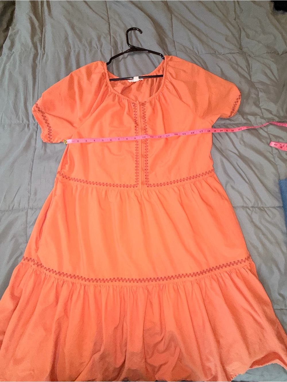 BeachLunchLounge Coral Tiered Boho Dress Size Medium Cotton Rayon - Picture 6 of 7